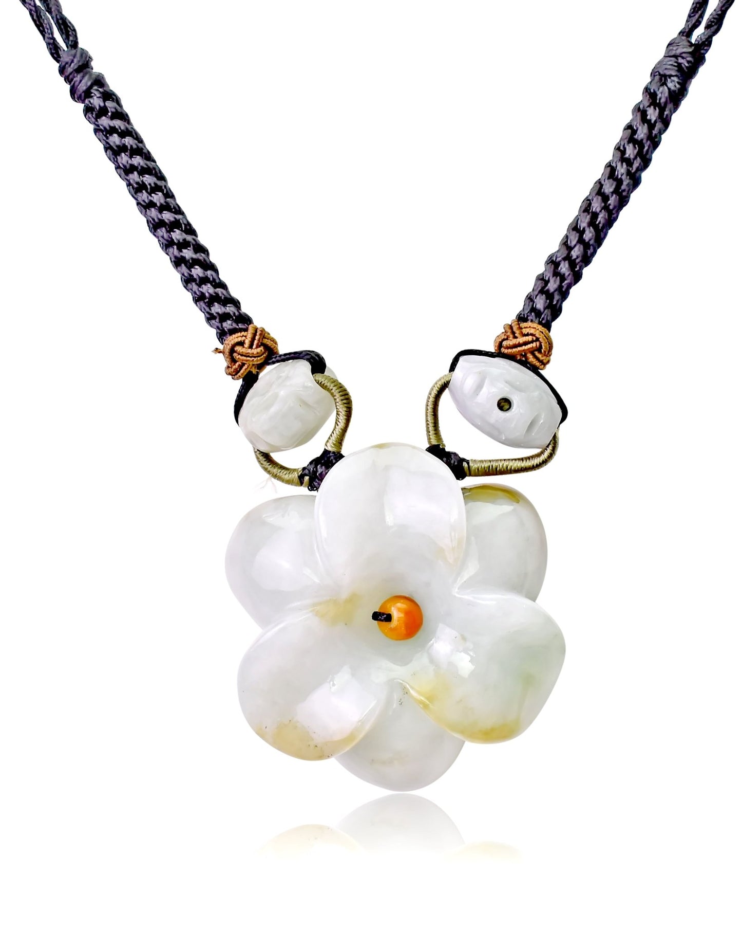 Pendant jade necklace for women inspired by blooming amaryllis for harmony and love