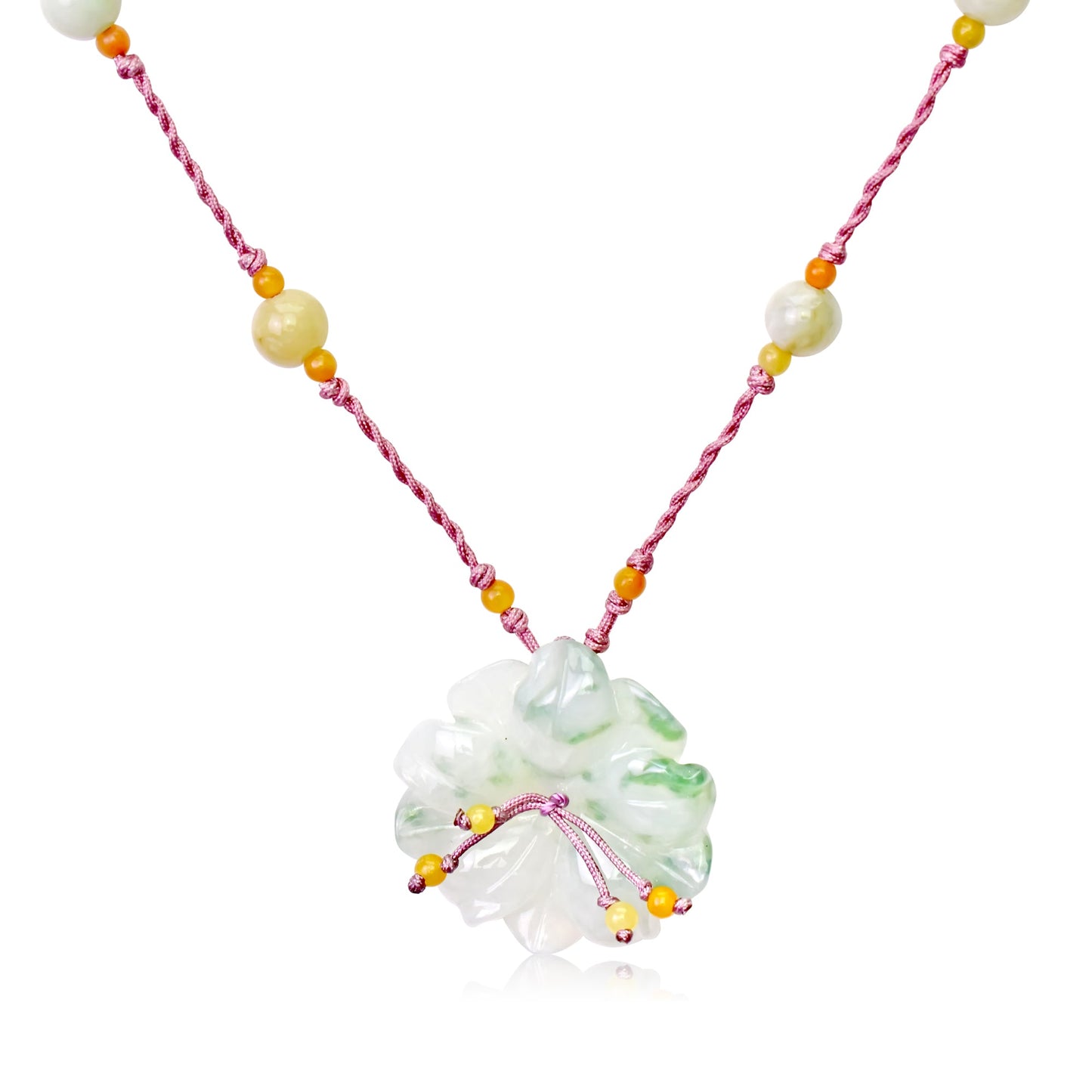 Personalized Anemone Flower with Jade Necklace a Unique Birthday Jewelry for Women and Friends