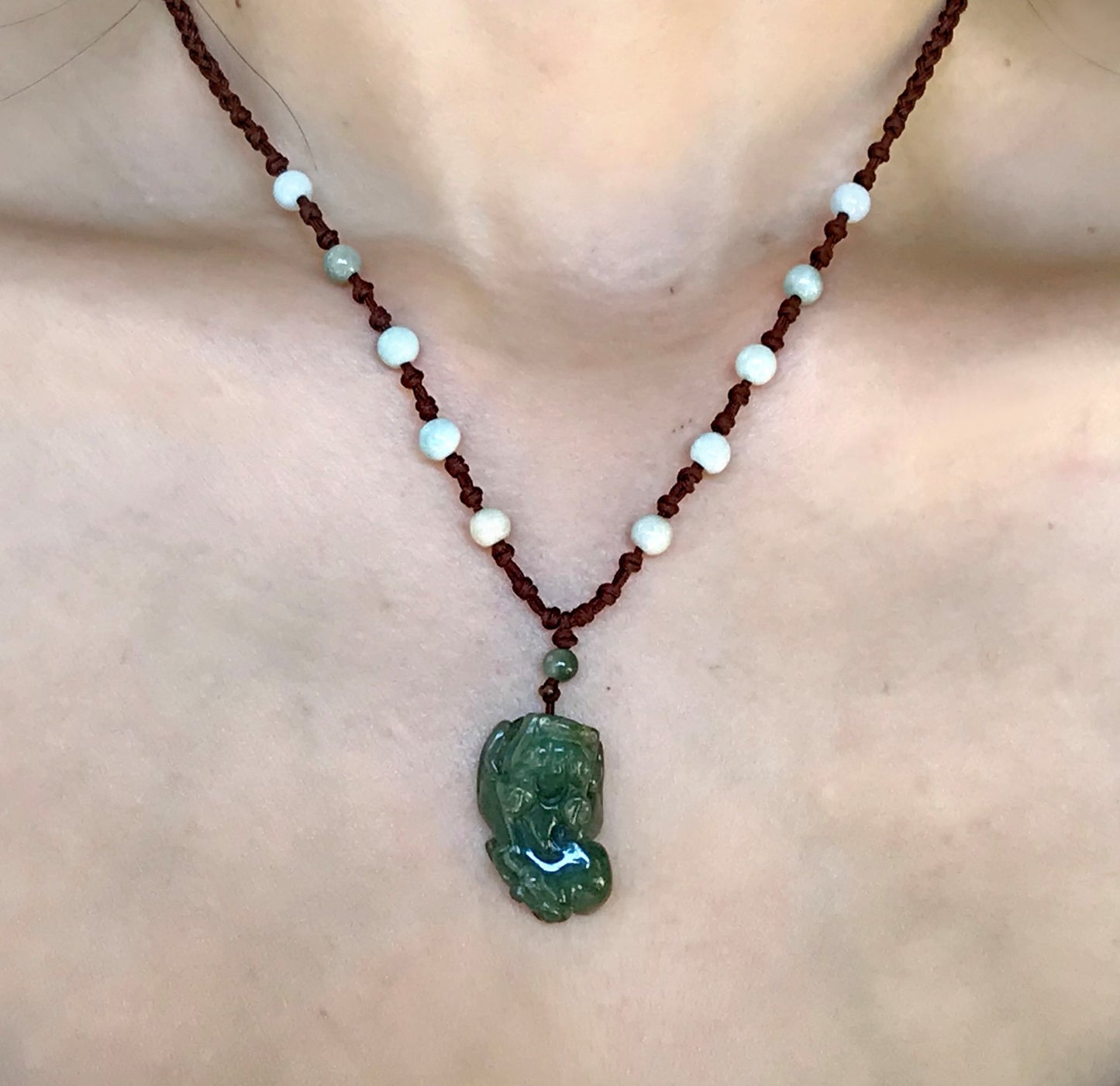 Pixiu Necklace – Handmade Mens Jade Pendant Necklace for Dad Valentine’s Day, or Anniversary Gift