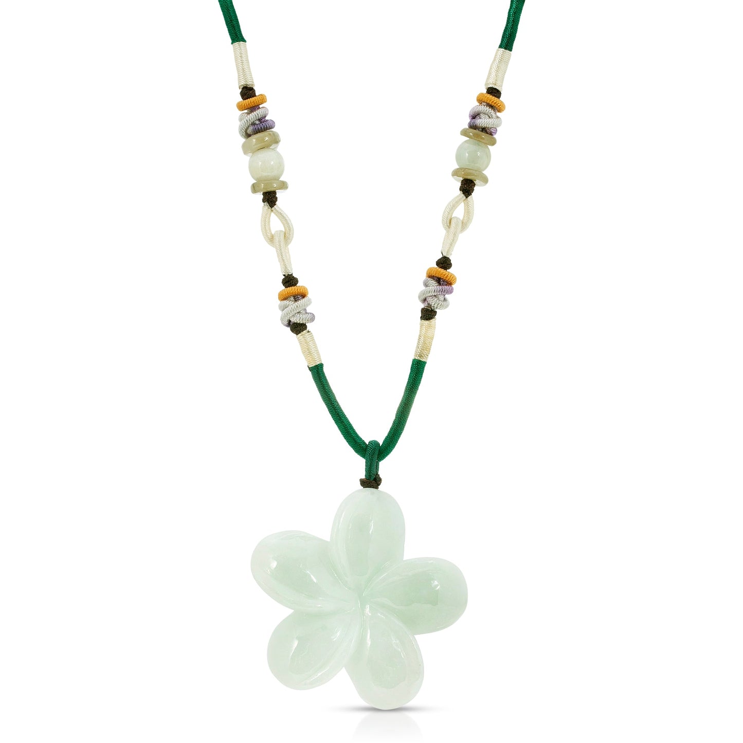 Plumeria Flower Necklace with Jade Hawaiian Floral Necklace for Women