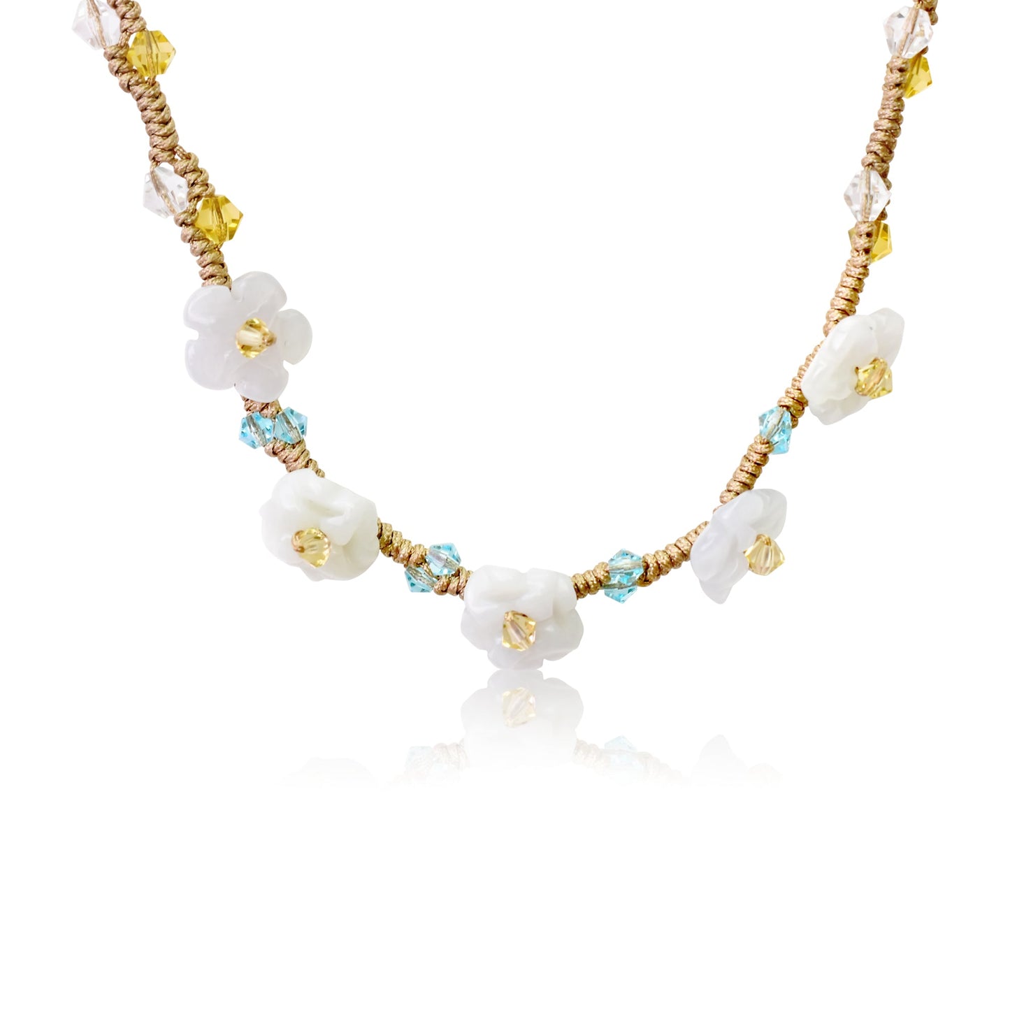 Scarlet Pimpernel Flower a Floral Gemstone Necklace for Women
