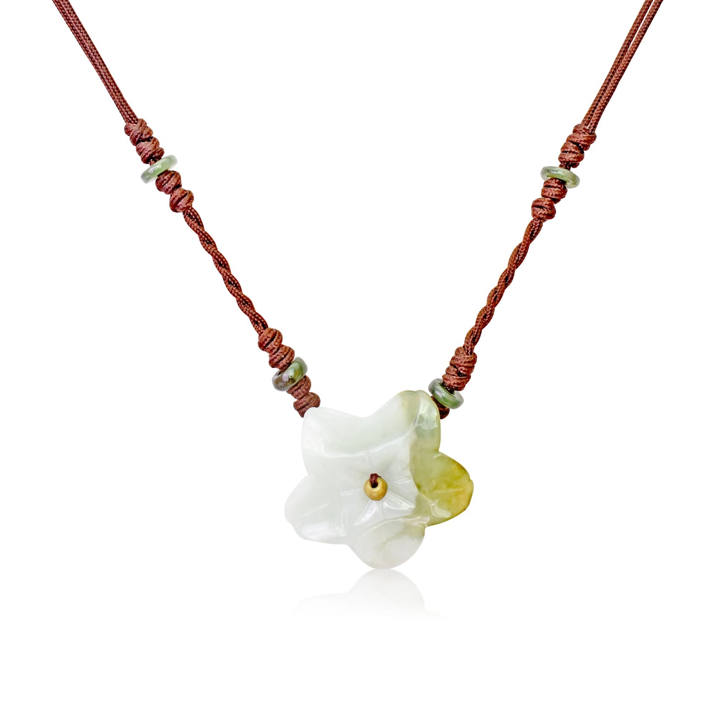 September Birthday Gift Jade Necklace Aster Flower Pendant Personalized