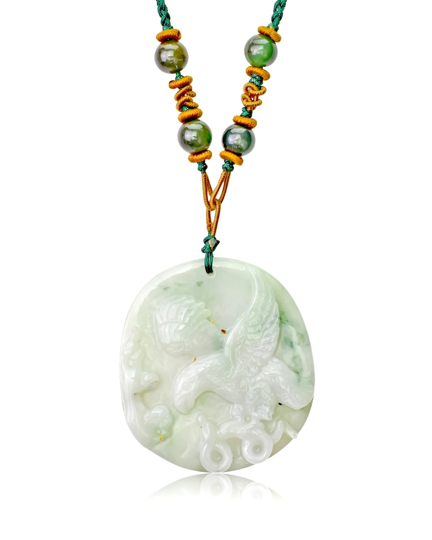Spiritual Eagle Chain Necklace Mens Jade Stone Necklace for Dad Pendant Eagle