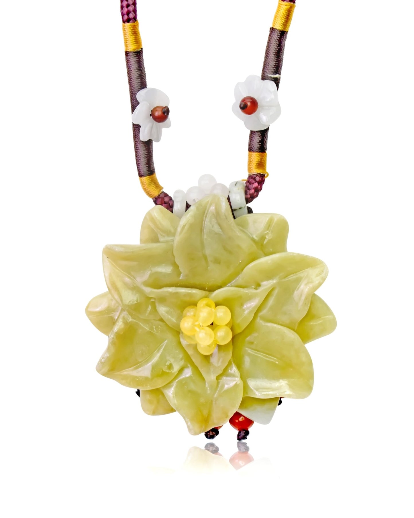 Starflower Scabiosa and Jade Pendant a Romantic Valentine’s Day Gift for Women with Meaning