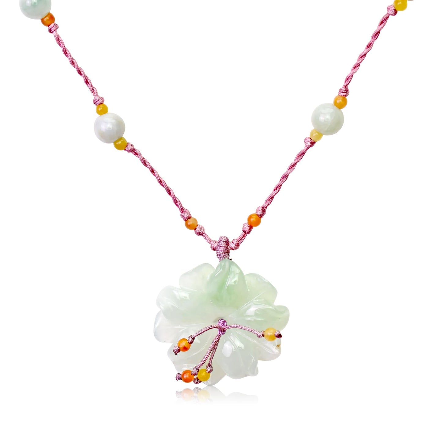 Timeless Jade Necklace with Anemone Flower a Handcrafted Valentine’s Jewelry for Women
