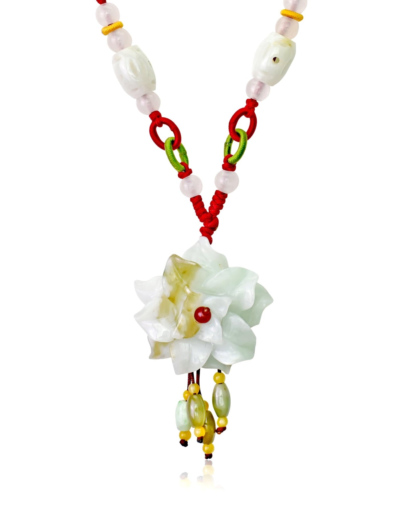 Unique Chrysanthemum Flower Jade Pendant Necklace for Birthdays Gift