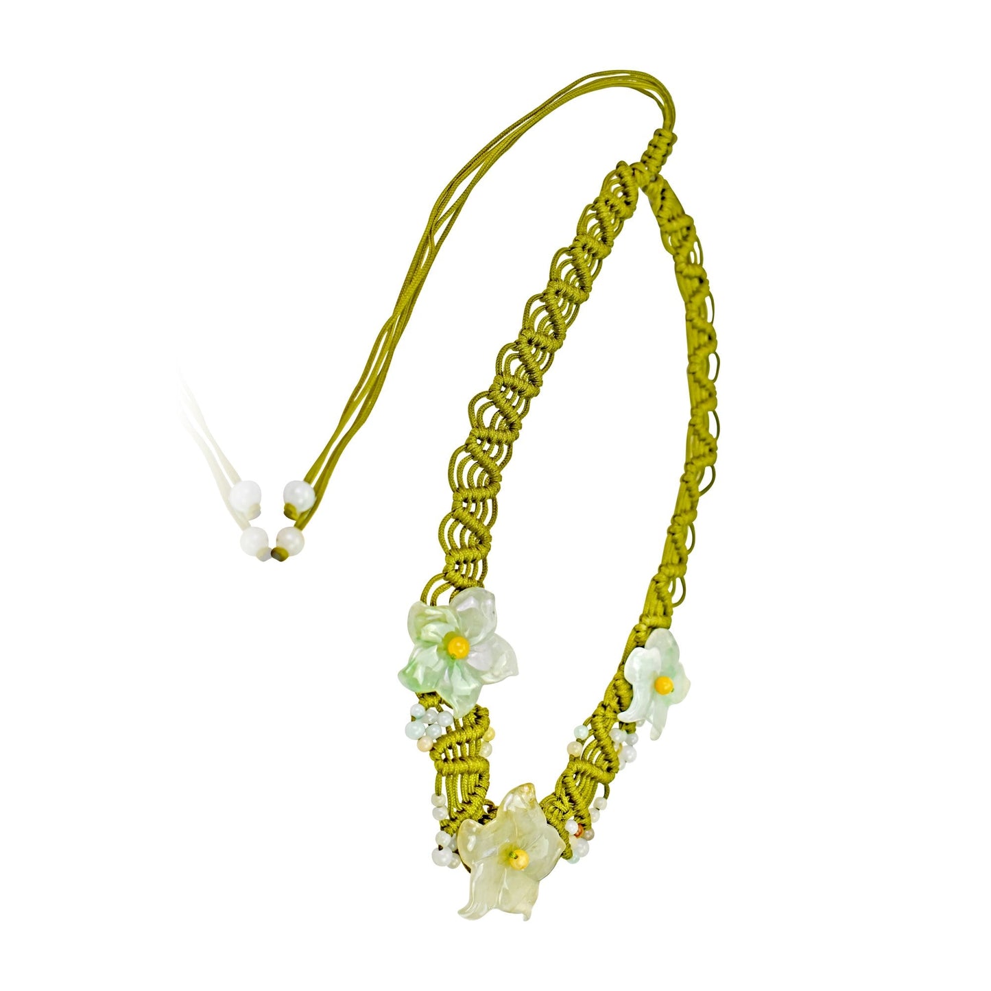 Unique vintage jade necklace with columbine flower white a thoughtful anniversary gift