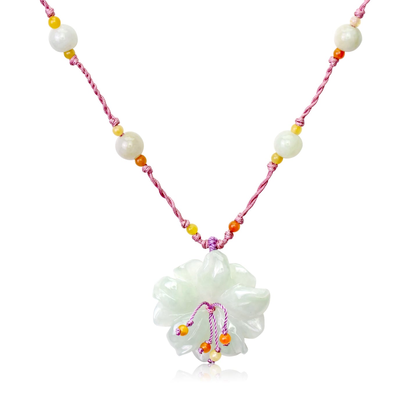 Valentine’s Day Jade Necklace for Women a Handmade Anemone Flower with Meaning