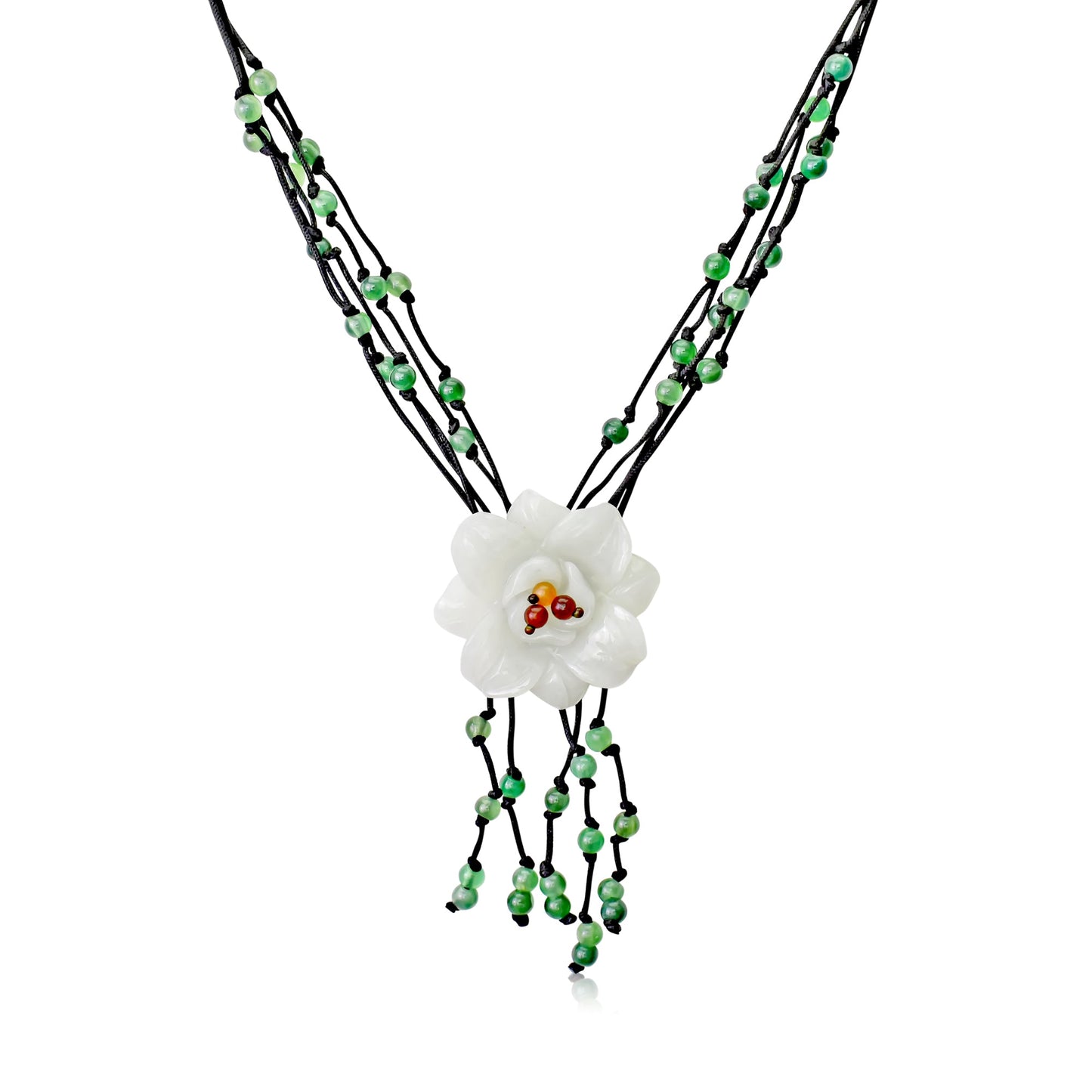 Valentine’s Day Jewelry for Women a Campanula Flower and Jade Pendant Necklace for Her