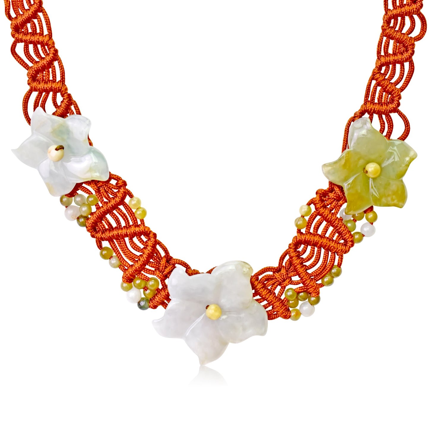 Vintage jade necklace for women featuring columbine flower white a perfect holiday gift for positivity and grounding