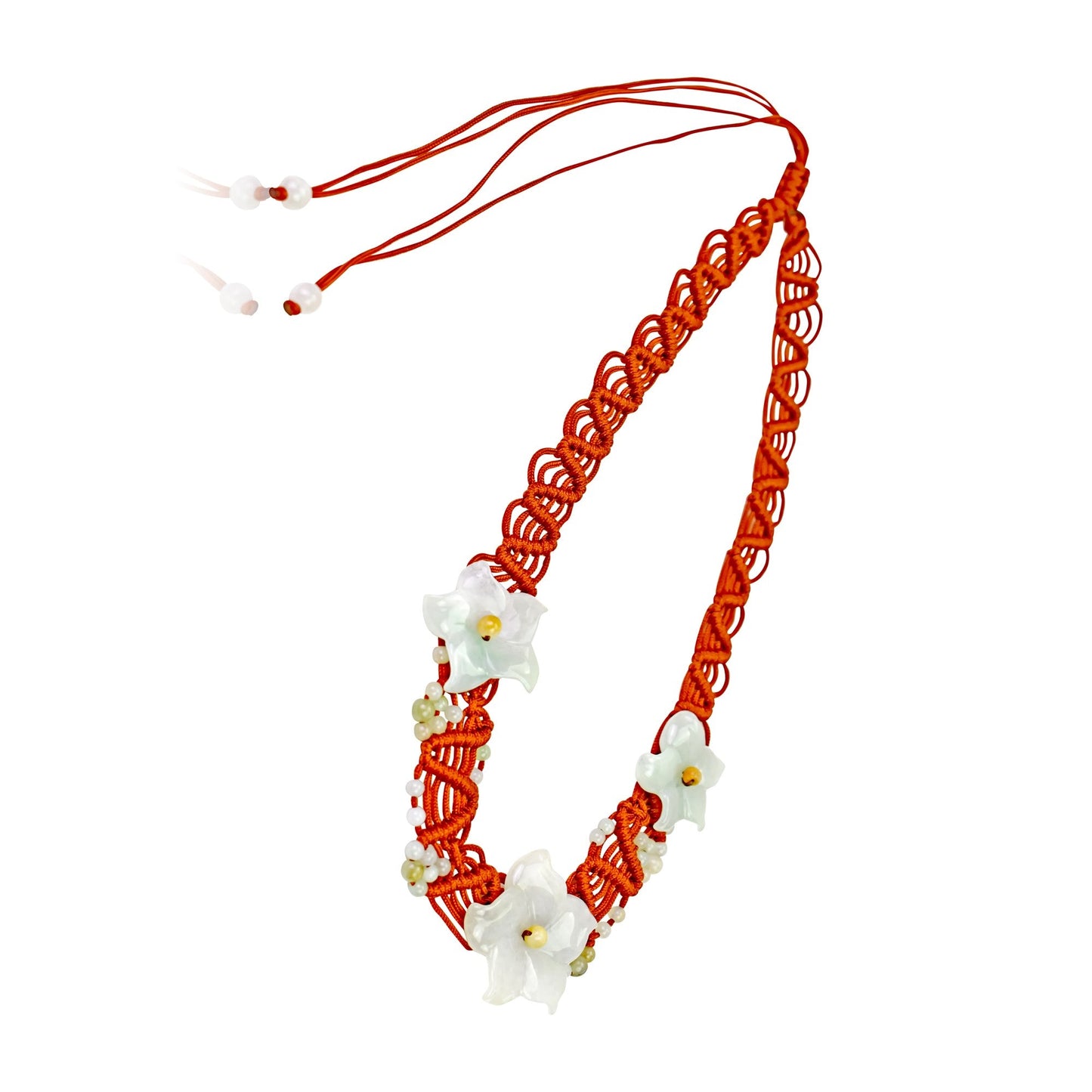 Vintage jade necklace with columbine flower white a handmade gift for Mother's Day a heartfelt connection