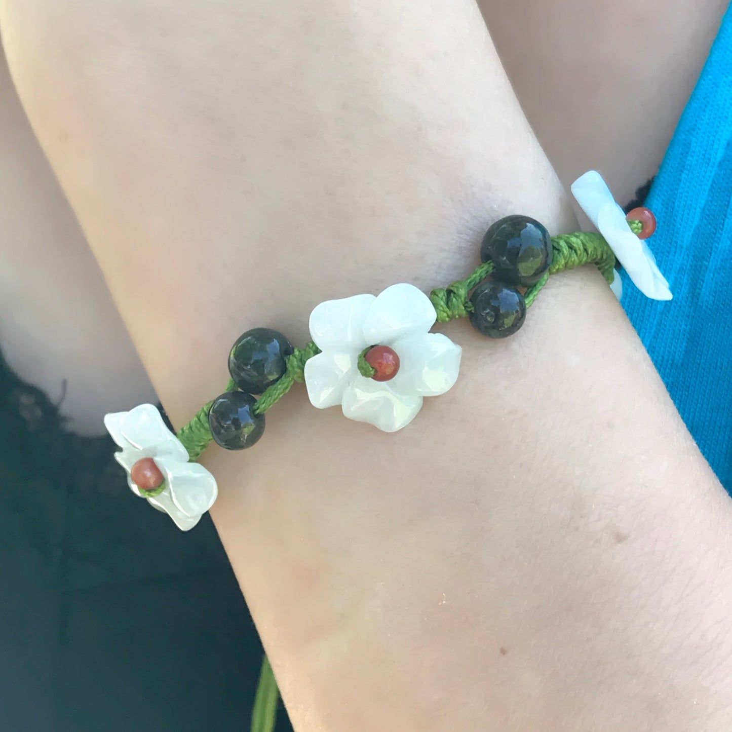 White Cherry Blossom for Valentine’s Day Gift with Personalized Bracelet for Long Life and Love