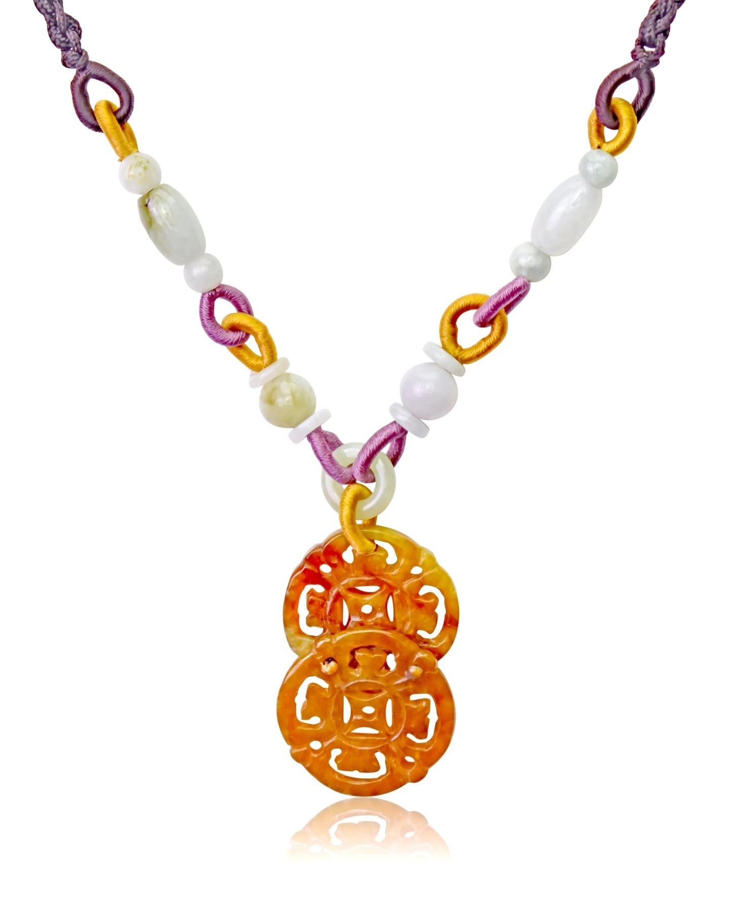 Yellow Jade Stone an Ancient Coin Necklace Unique Gift for Her for Valentine’s Day or Mother’s Day