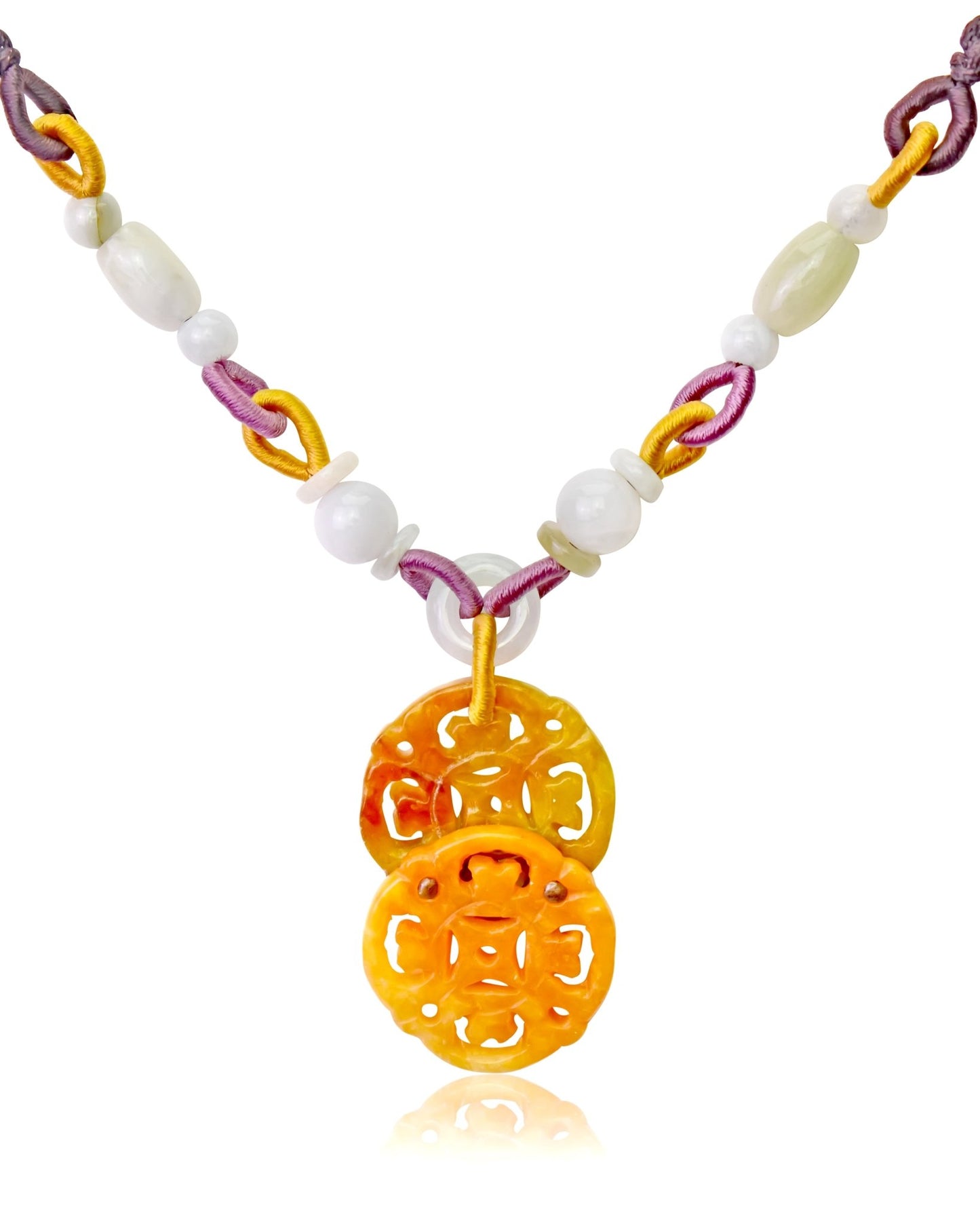 Yellow Jade Stone with Ancient Coin Necklace a Handcrafted Jewelry for Women for Mother’s Day or Holidays