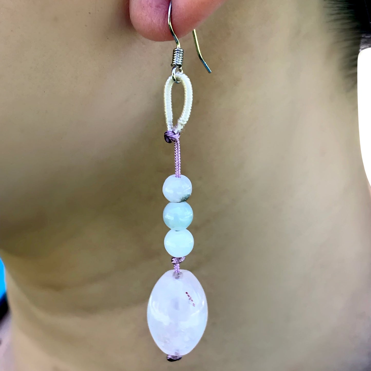 Add a Touch of Elegance with Our Elegant Oblong Rose Quartz EarringsEarringsSerenity Jade