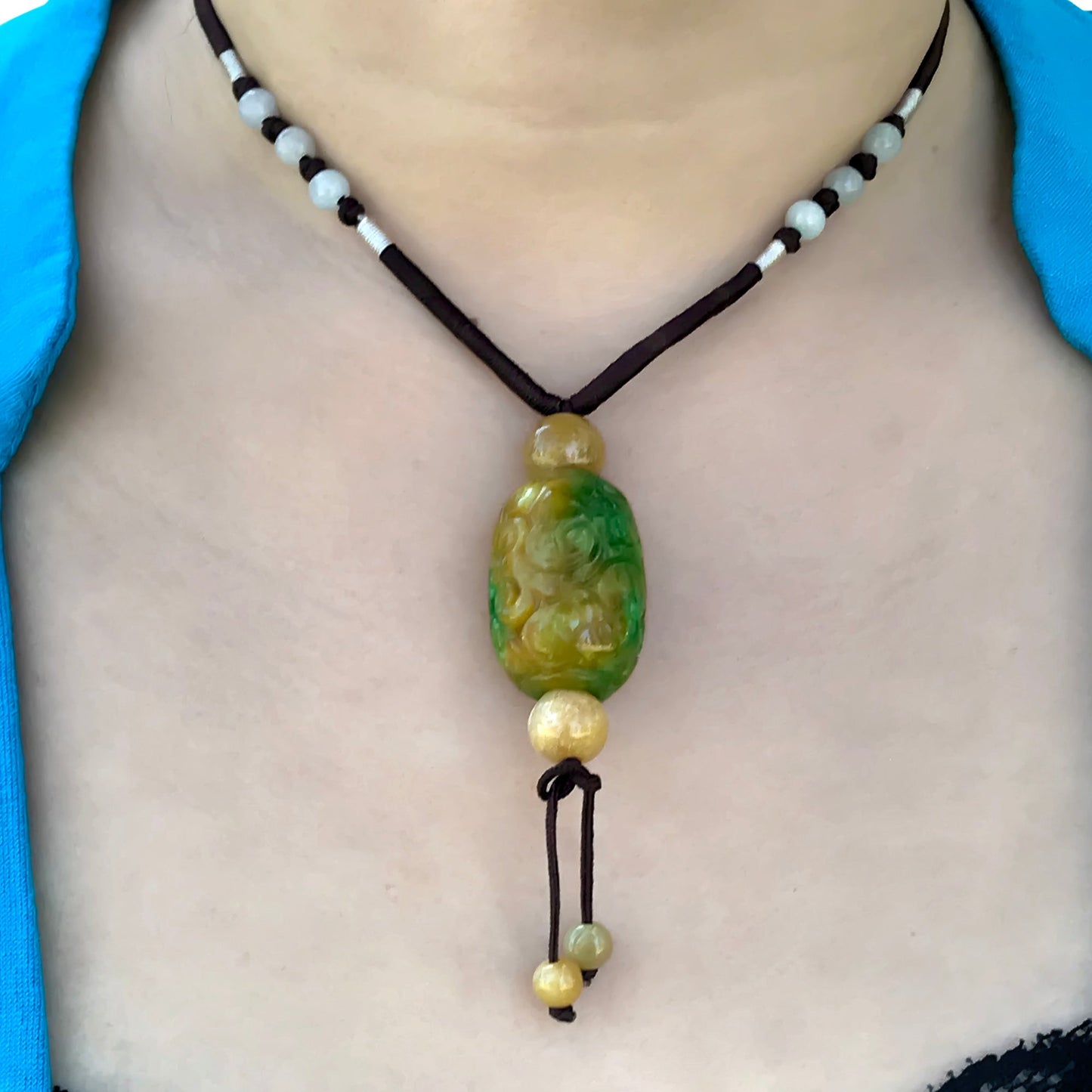 Add Opulence to Your Wardrobe with the Embroidery Jade Pendant NecklaceNecklacesSerenity Jade