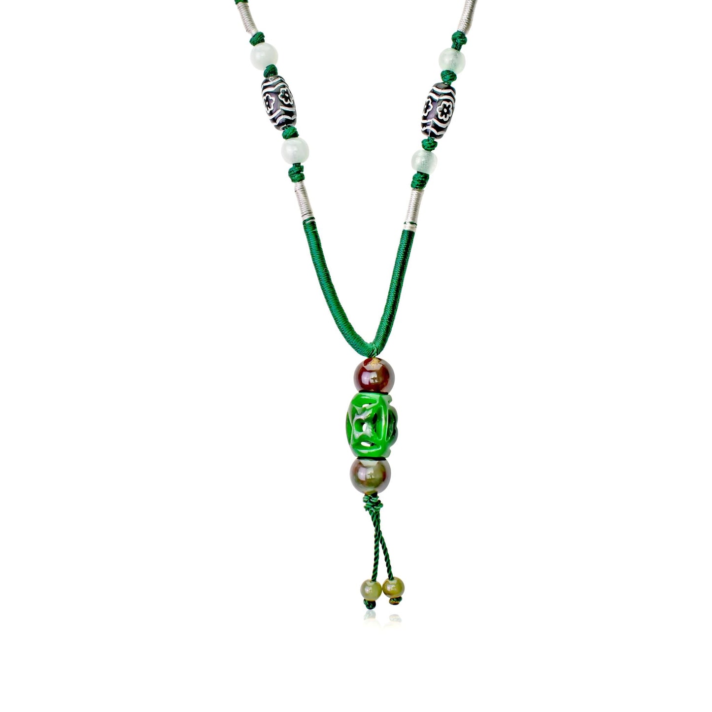 Add Opulence to Your Wardrobe with the Embroidery Jade Pendant NecklaceNecklacesSerenity Jade