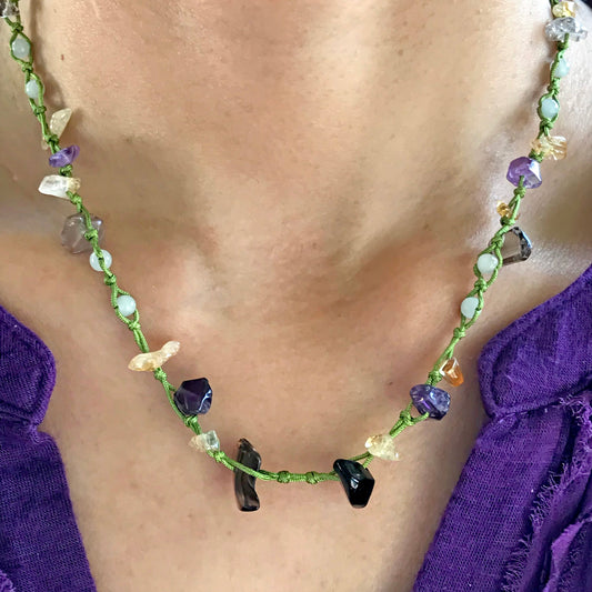 Women Gem Necklace an Amethyst and Citrine Necklace for Her Healing Crystal Necklace Birthday Gift for Inner Peace