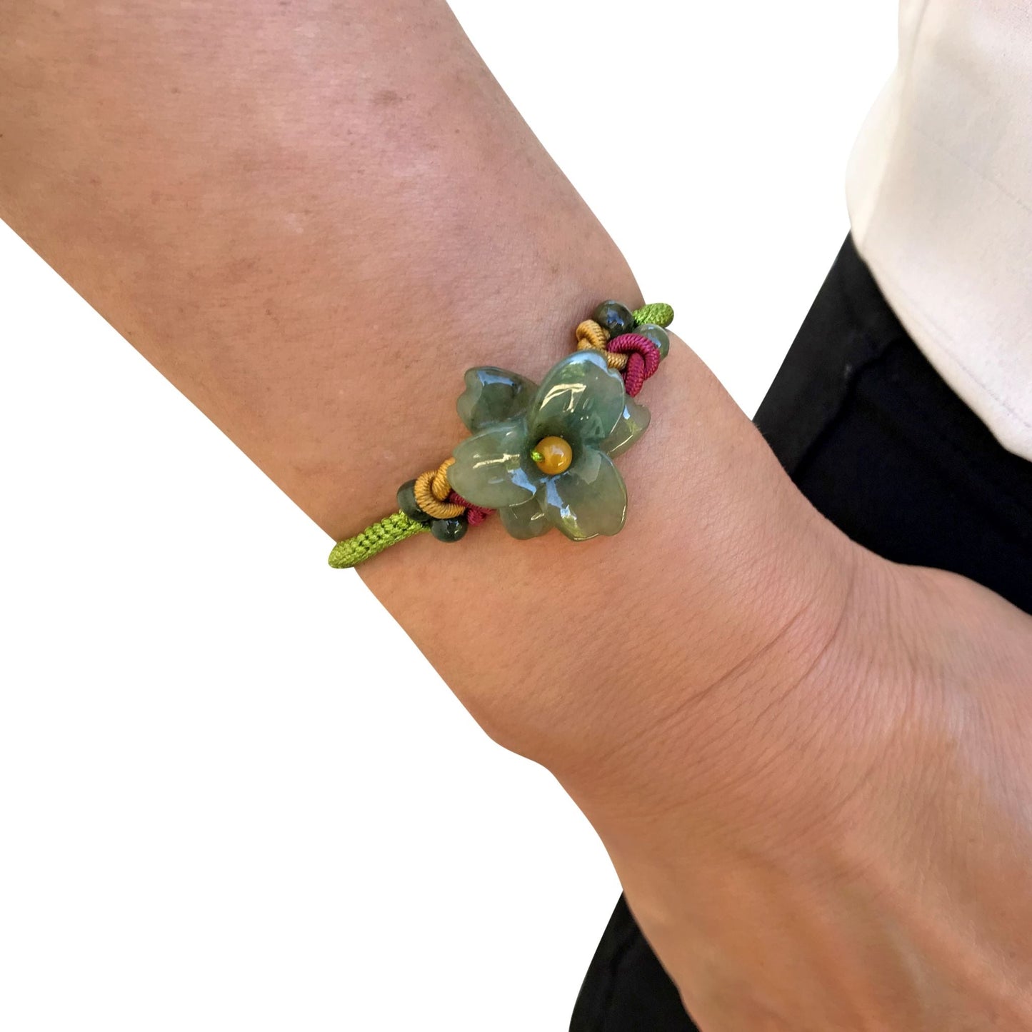 Blaze with Beauty: The Fiery Stargazer Lily Jade BraceletBraceletsSerenity Jade