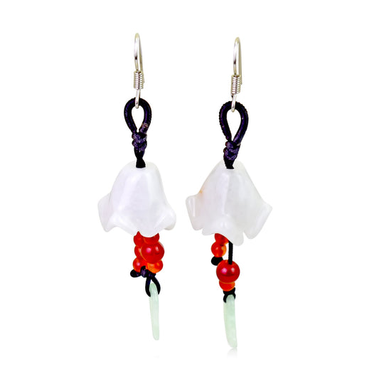 Trending Flower Dangle For Her Floral Drop Earrings Nature Jewelry Bell Flower Blue Valentine's Day Gift