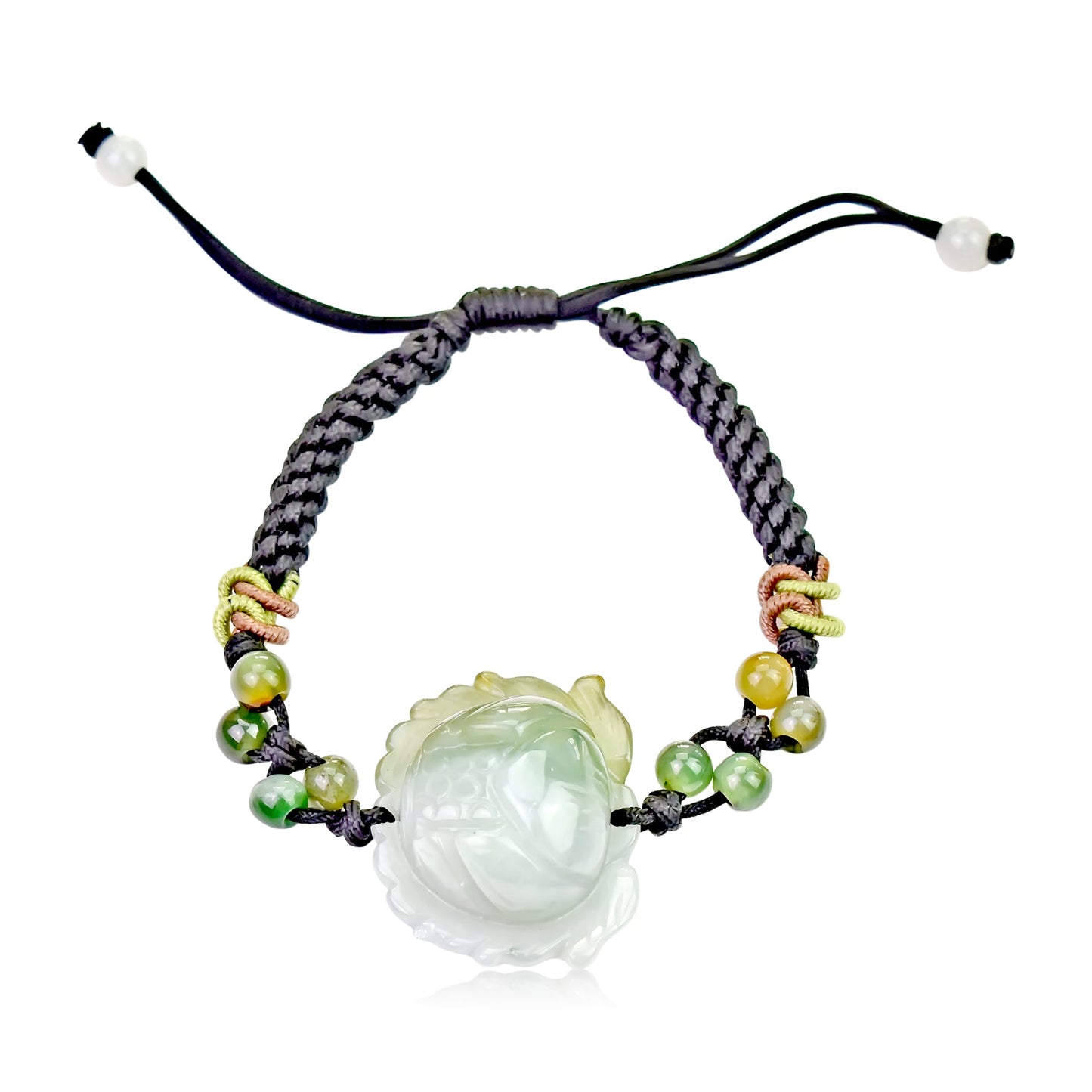 Bracelet with Flower Charm Lotus Bracelet Handmade Jewelry for Mom Birthday Gift Handmade Bracelet for HerBraceletsSerenity Jade