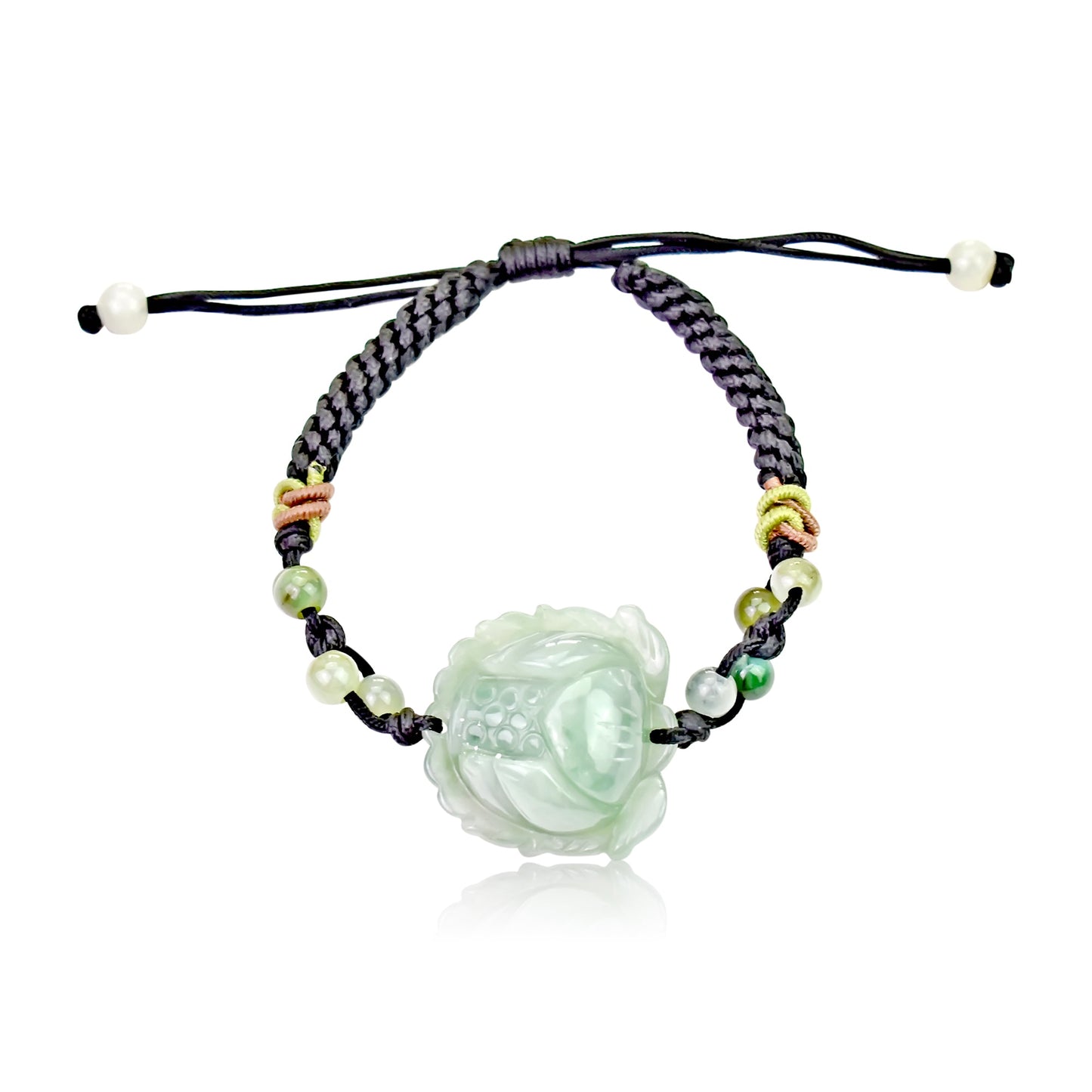 Bracelet with Flower Charm Lotus Bracelet Handmade Jewelry for Mom Birthday Gift Handmade Bracelet for HerBraceletsSerenity Jade