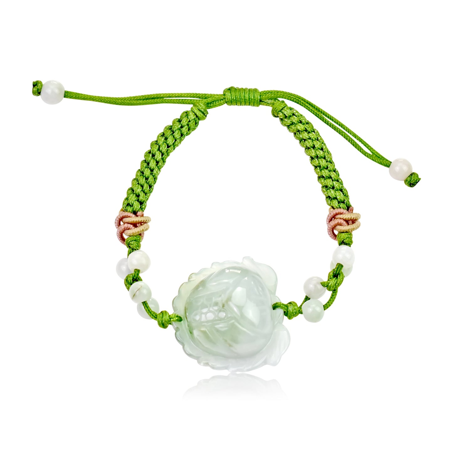 Bracelet with Flower Charm Lotus Bracelet Handmade Jewelry for Mom Birthday Gift Handmade Bracelet for HerBraceletsSerenity Jade