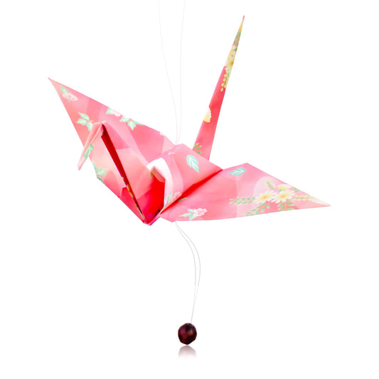 Pink Crane Bird with July Birthstone A Ruby Birthstone Month Meaningful Birthday Gift Symbolizing Good Fortune
