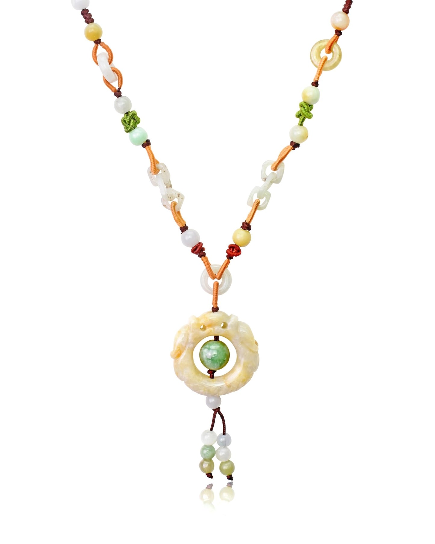 Channel the Power of the Dragon with the Dragon in Circular Form Jade Pendant NecklaceNecklacesSerenity Jade