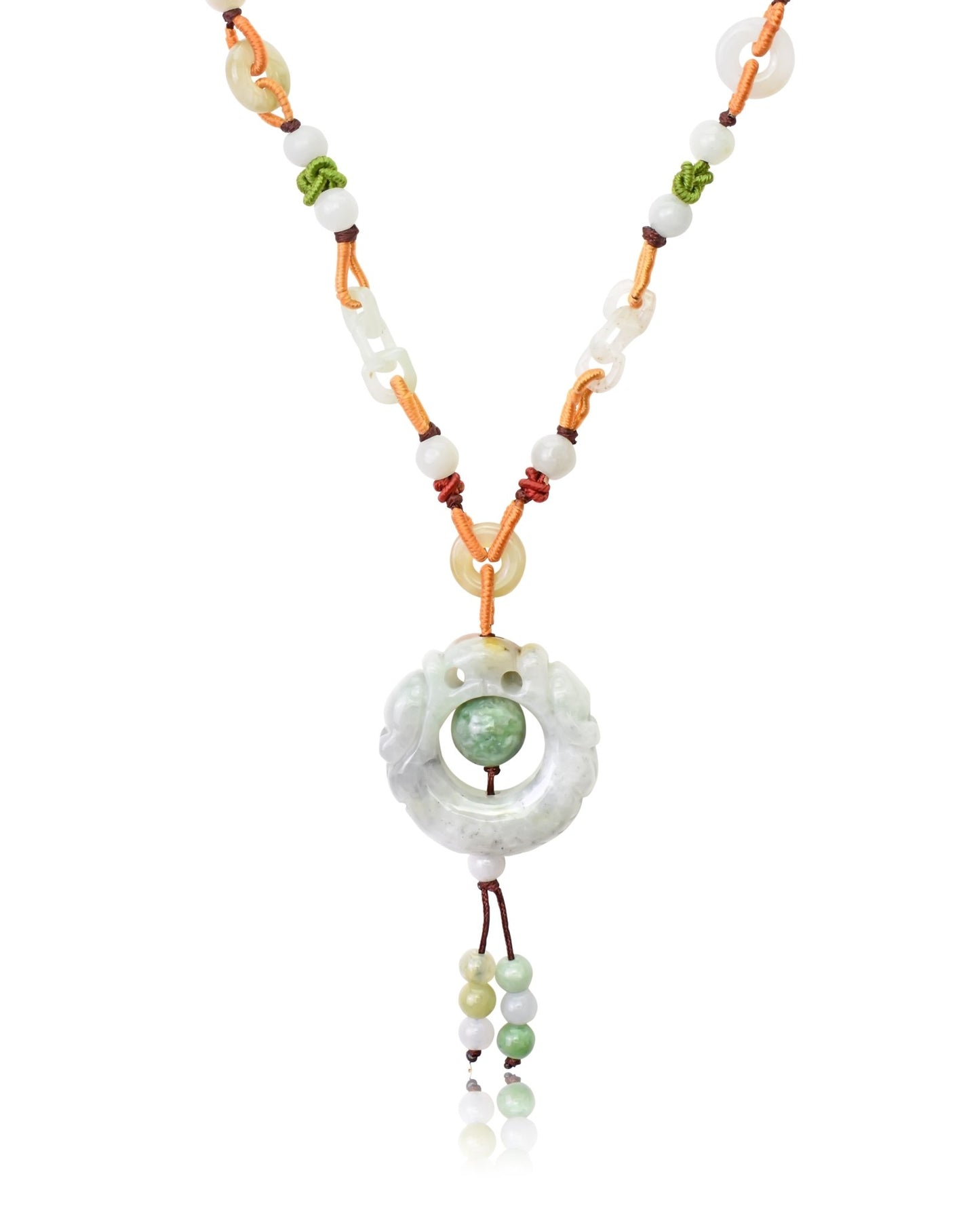 Channel the Power of the Dragon with the Dragon in Circular Form Jade Pendant NecklaceNecklacesSerenity Jade