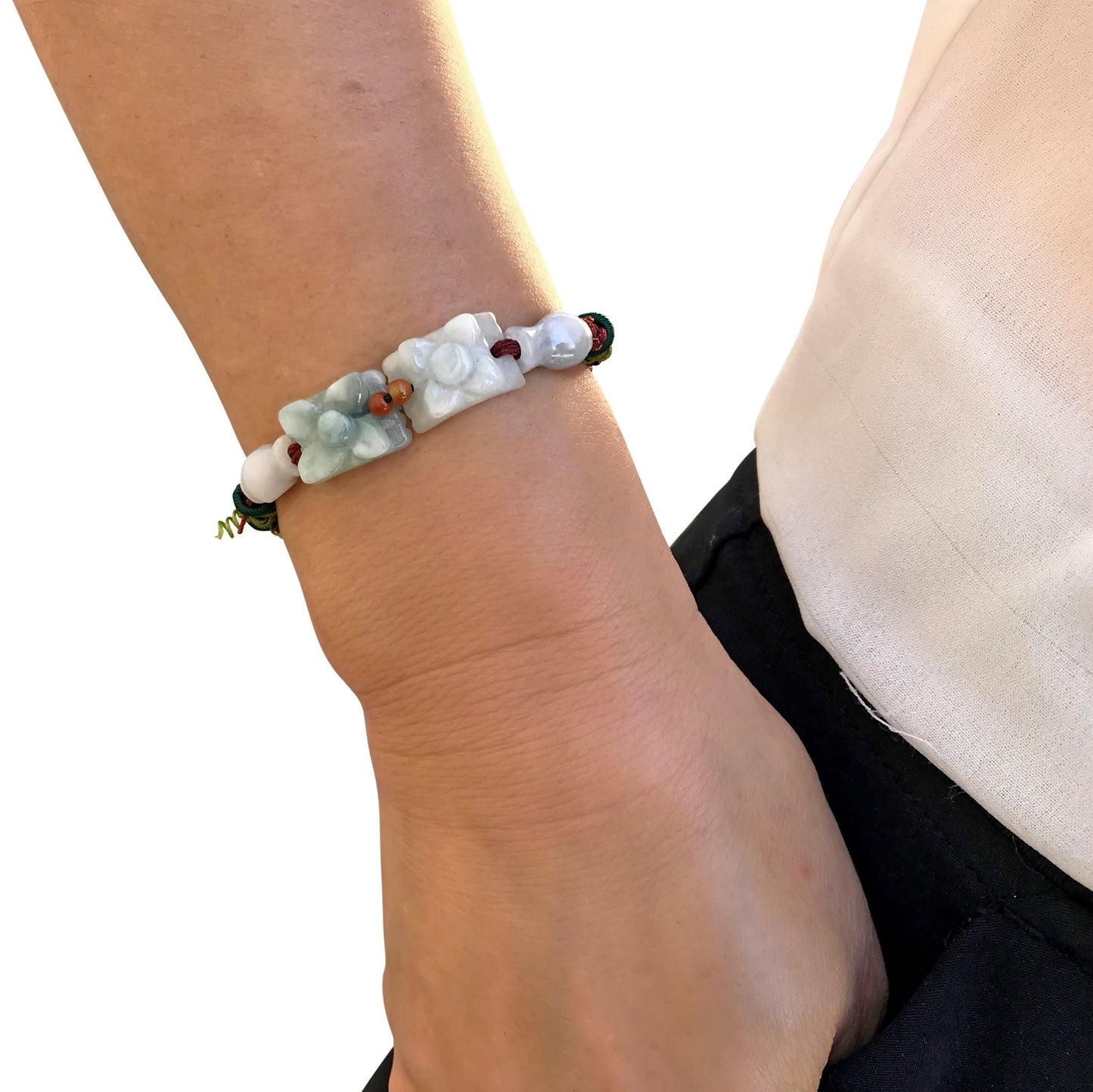 Crafted to Perfection: The Square Shape With Flower Jade BraceletBraceletsSerenity Jade