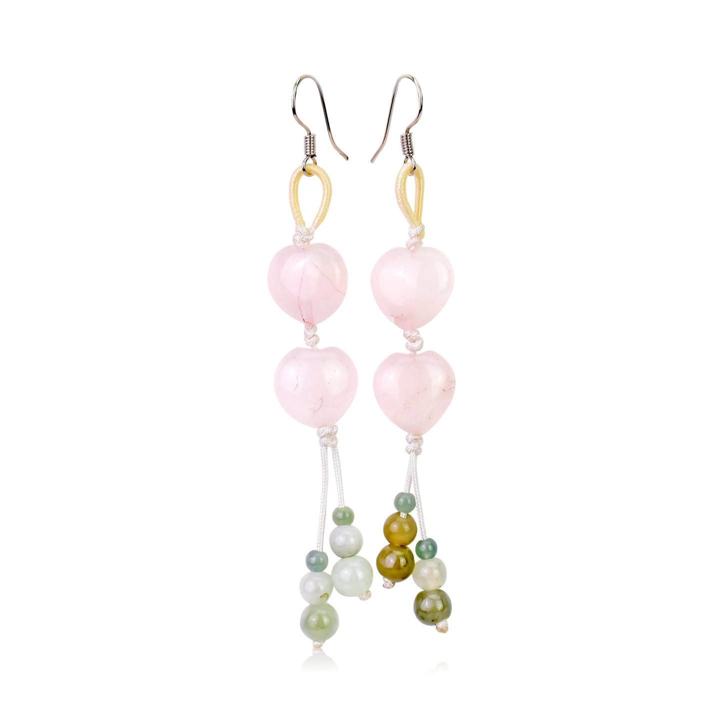 Double the Hearts, Double the Elegance: Double Heart Rose Quartz EarringsEarringsSerenity Jade