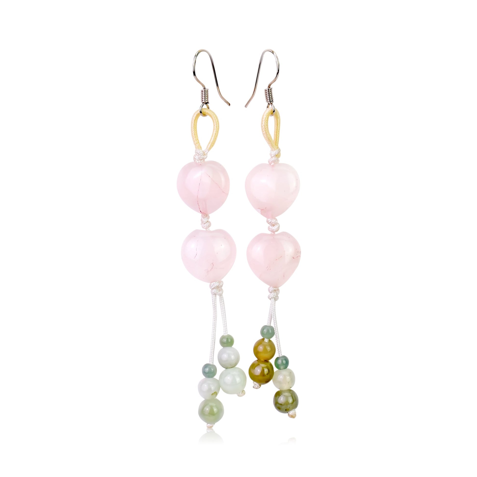 Double the Hearts, Double the Elegance: Double Heart Rose Quartz EarringsEarringsSerenity Jade