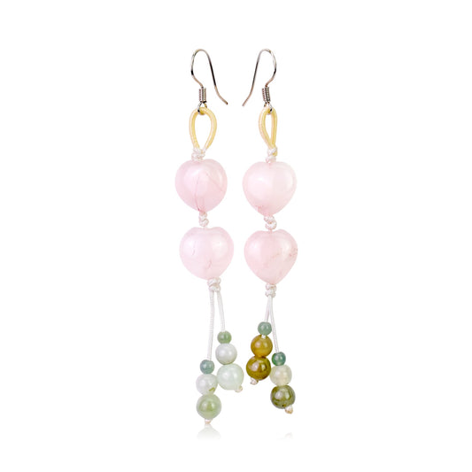 Double the Hearts, Double the Elegance: Double Heart Rose Quartz EarringsEarringsSerenity Jade