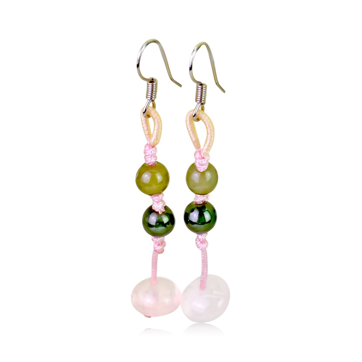 Elevate Your Look with the Engaging Spherical Beads Rose Quartz EarringsEarringsSerenity Jade
