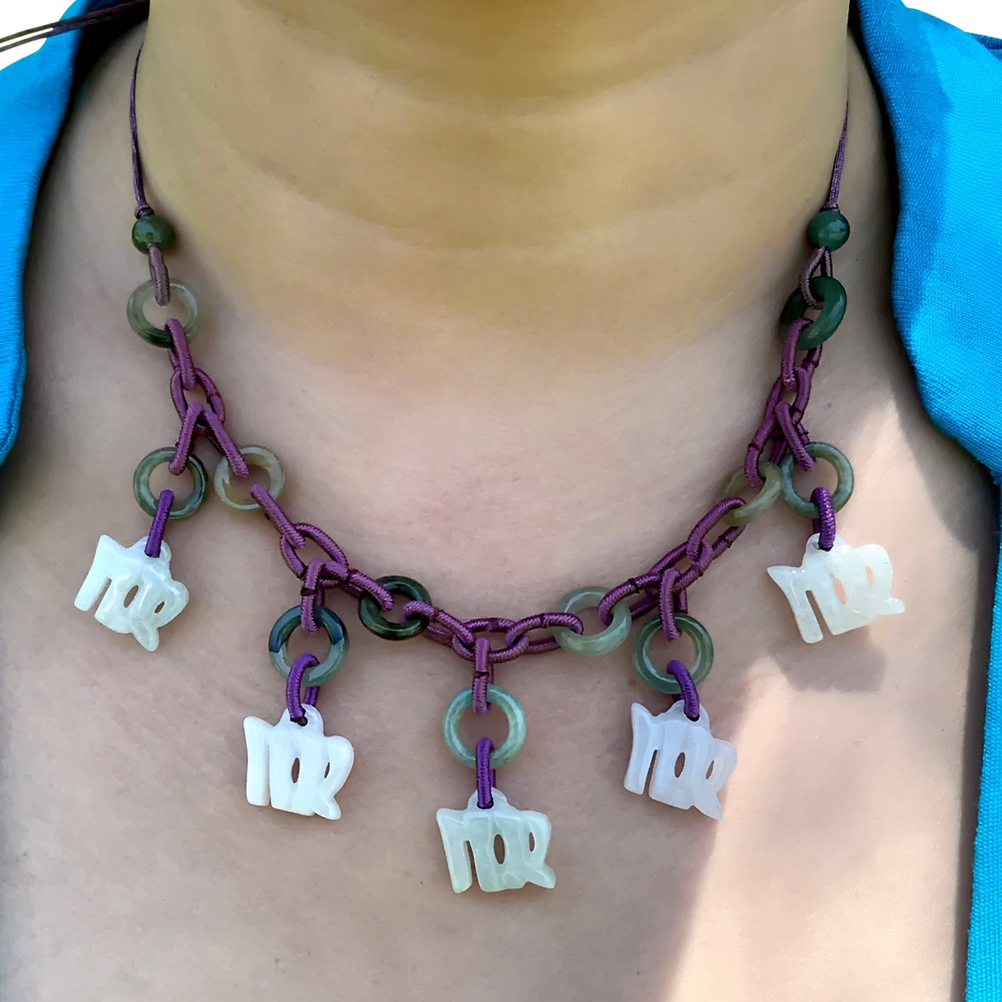Embrace the Grace of Virgo with the Hand - Carved Jade NecklaceNecklacesSerenity Jade