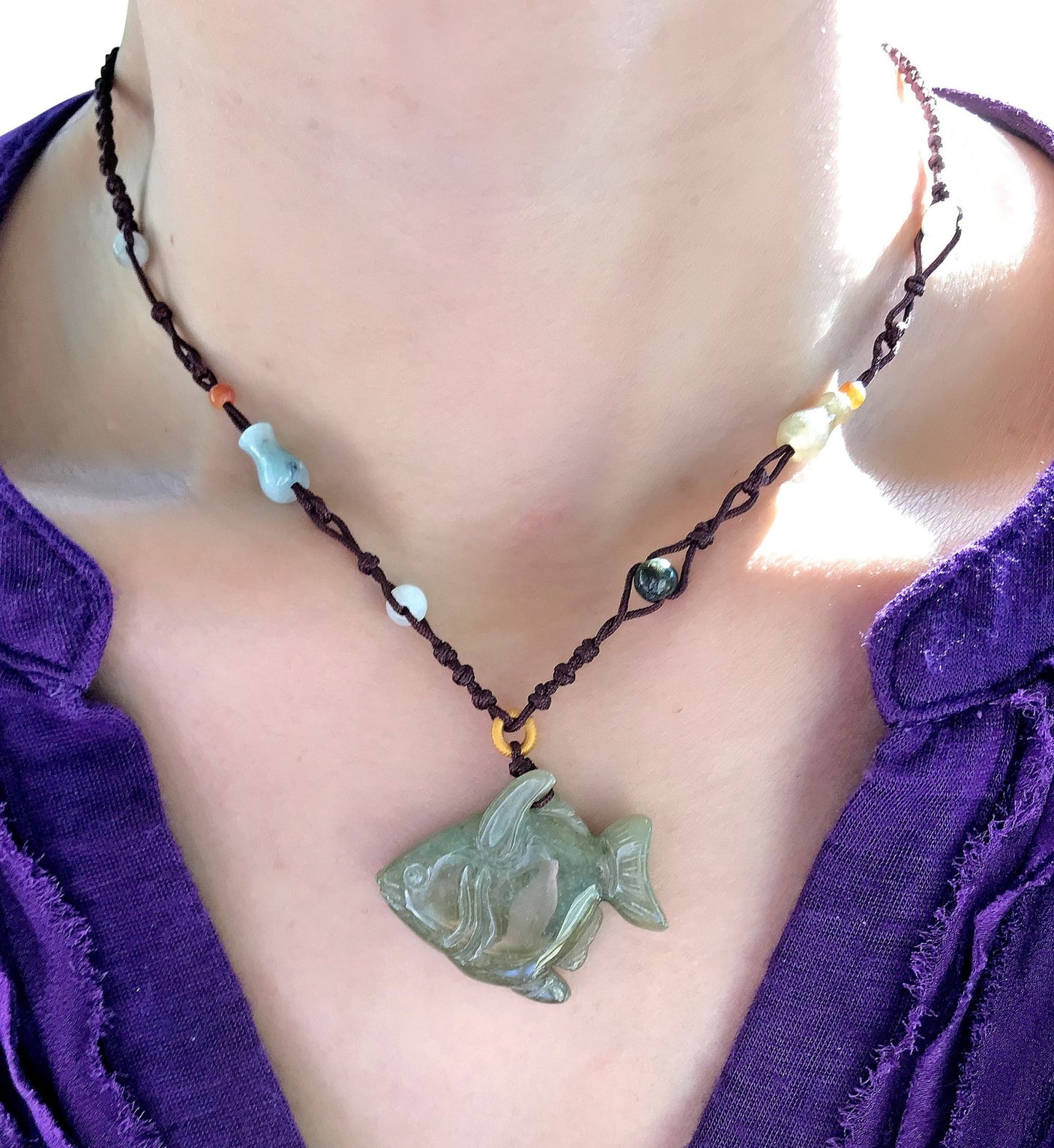 Embrace the Ocean's Beauty with the Atlantic Bumper Fish Jade NecklaceNecklacesSerenity Jade