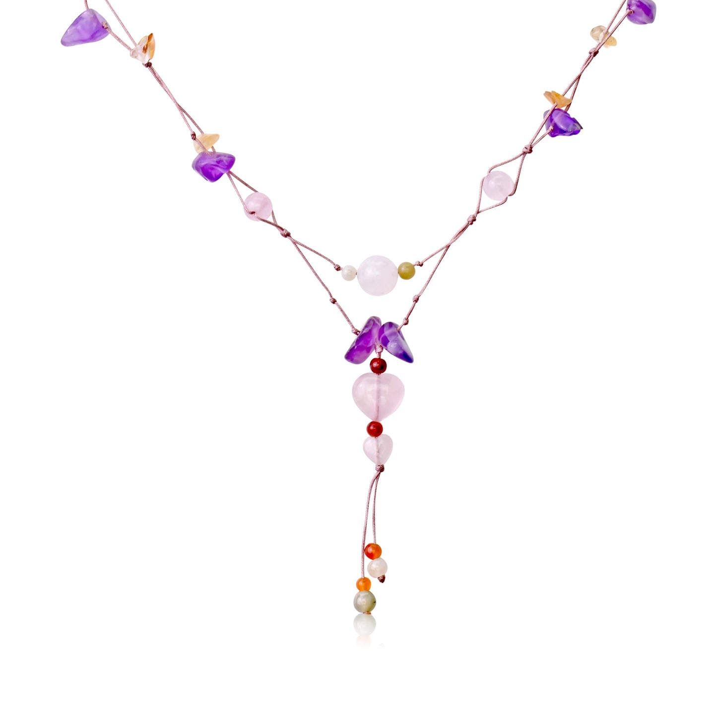 Fall in Love with the Whimsy of the Intricate Rose Quartz Heart NecklaceNecklacesSerenity Jade