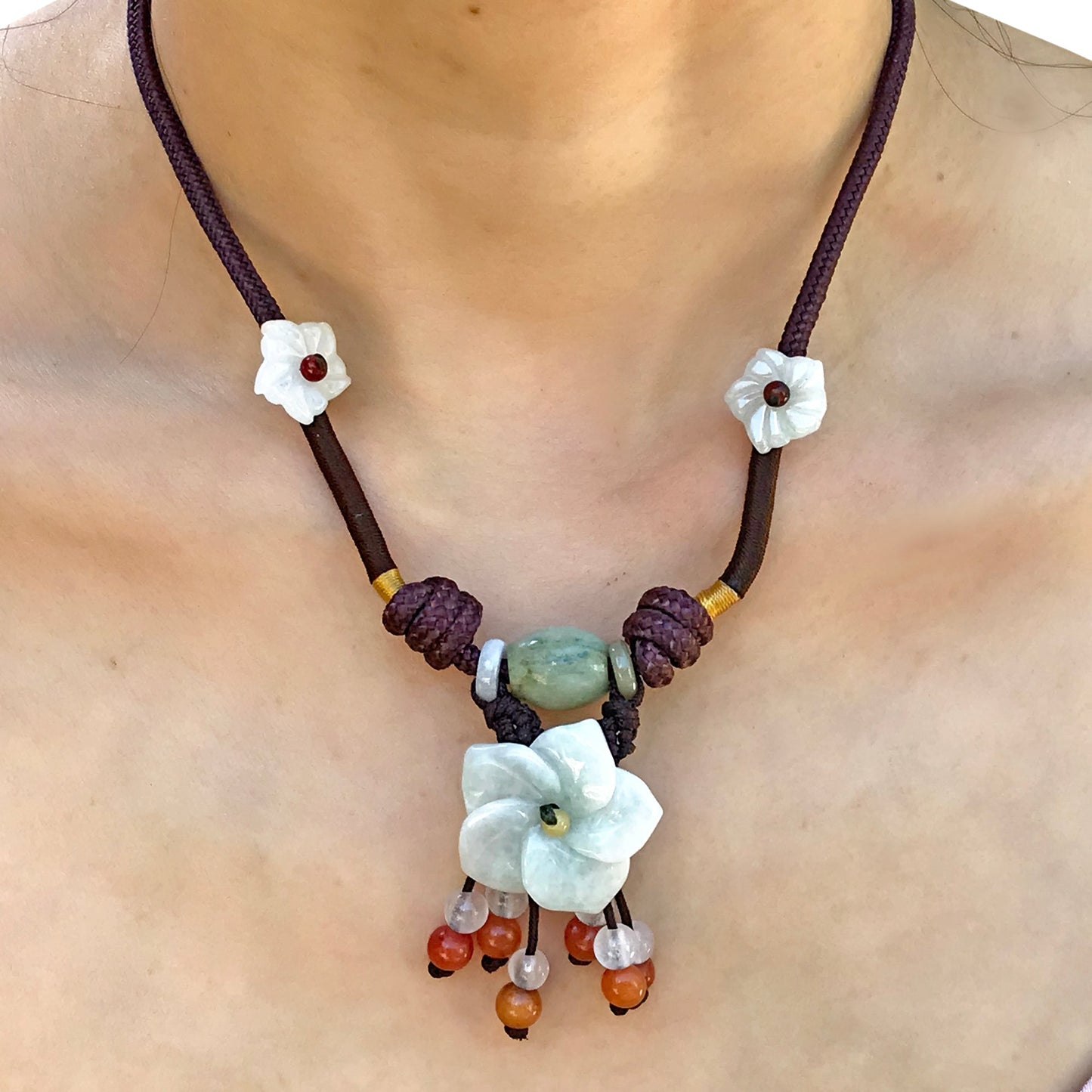 Find Unity and Love with Pasture Phlox Flower Jade NecklaceNecklacesSerenity Jade