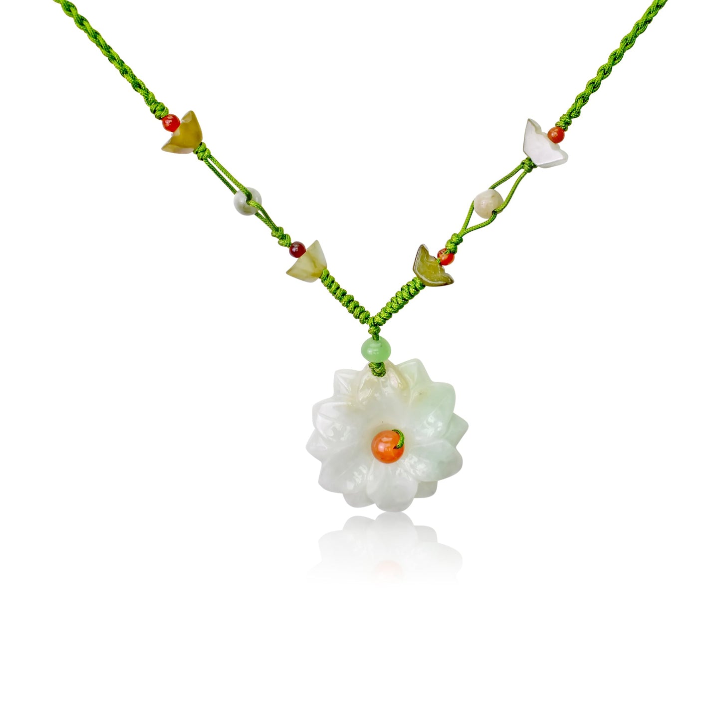 Flower Jade Pendant for Her Daisy Beaded Necklace Handmade Jewelry for Spring Flower Blossom Choker Daisy Gift for Women Casual Wear Necklace with DaisyNecklacesSerenity Jade