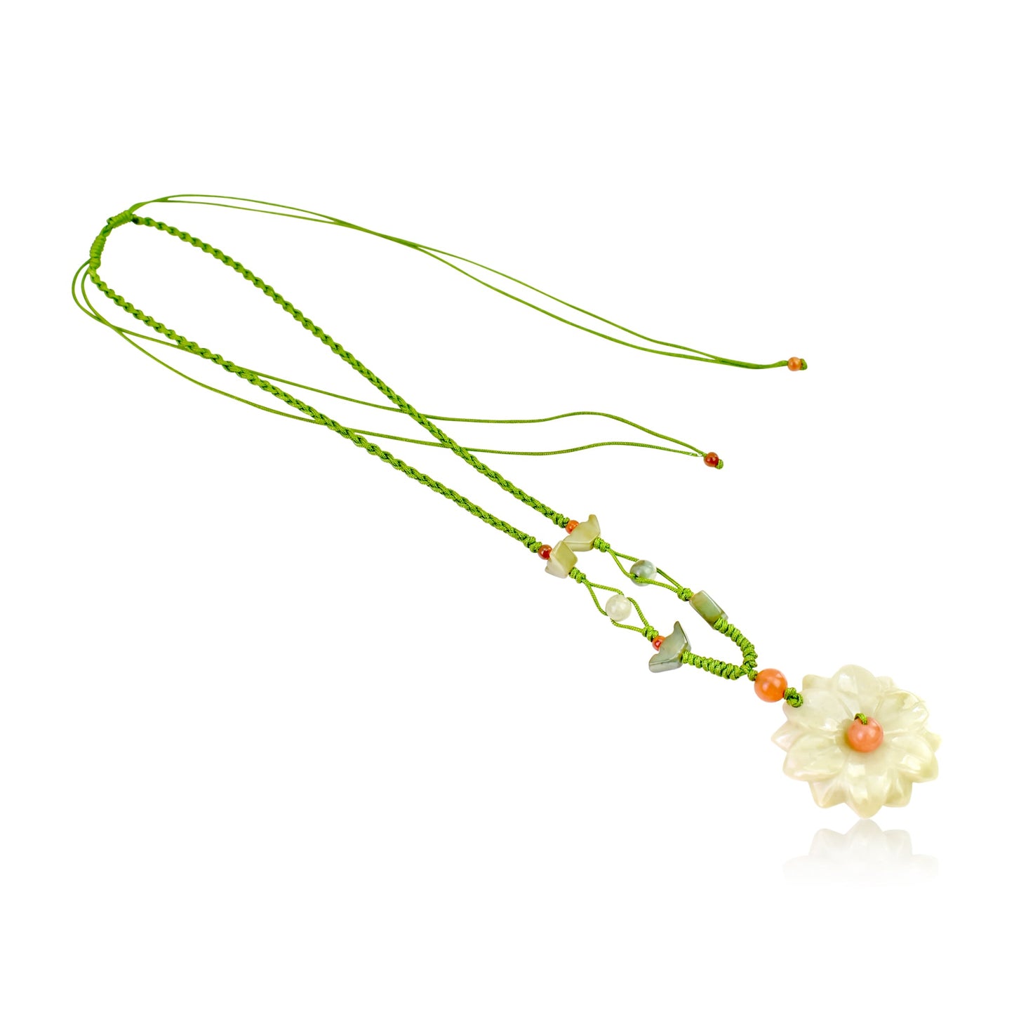 Flower Jade Pendant for Her Daisy Beaded Necklace Handmade Jewelry for Spring Flower Blossom Choker Daisy Gift for Women Casual Wear Necklace with DaisyNecklacesSerenity Jade