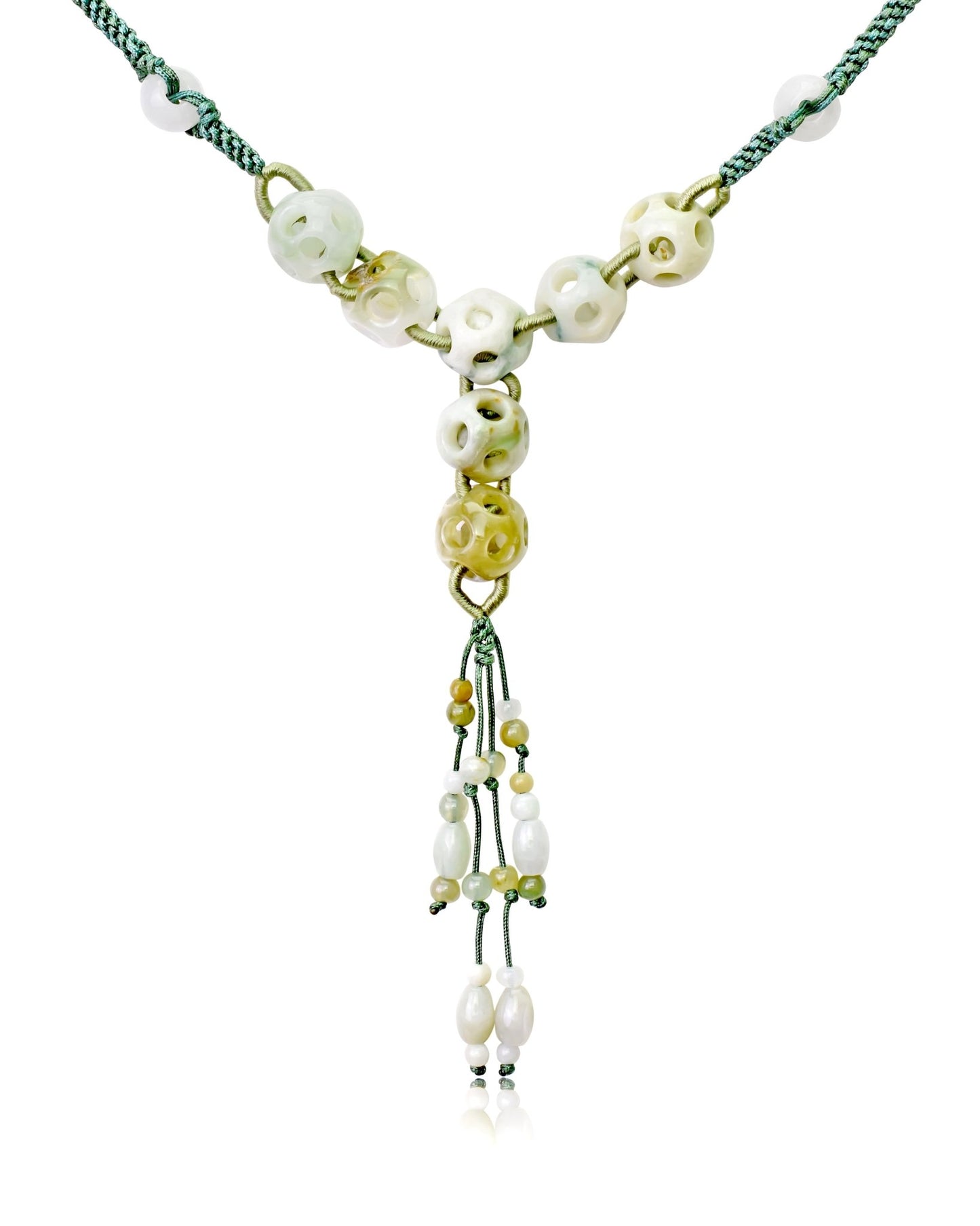 Get an Eye - Catching Look with Perforated Spheres Jade NecklaceNecklacesSerenity Jade
