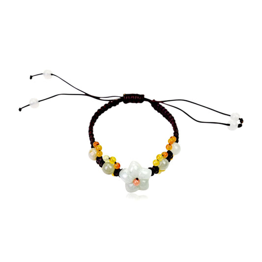 White Jade Star Shaped Flowers A Simple Bracelet For Her Valentines Bracelet Romantic Valentine's Day Gift