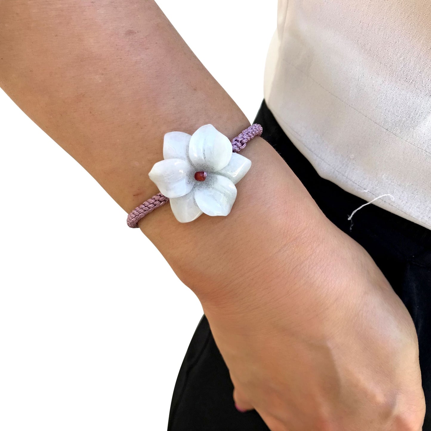 Get the Look You Deserve with a Stargazer Lily Flower Jade BraceletBraceletsSerenity Jade