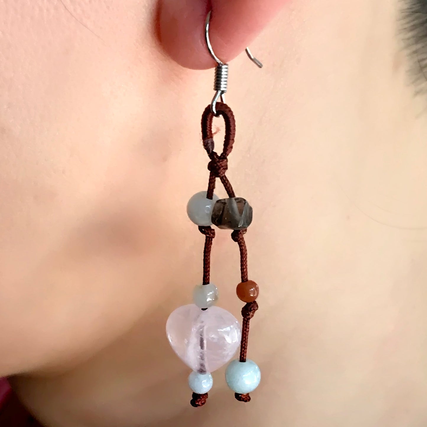 Graceful Elegance with Rose Quartz Heart Gemstone EarringsEarringsSerenity Jade