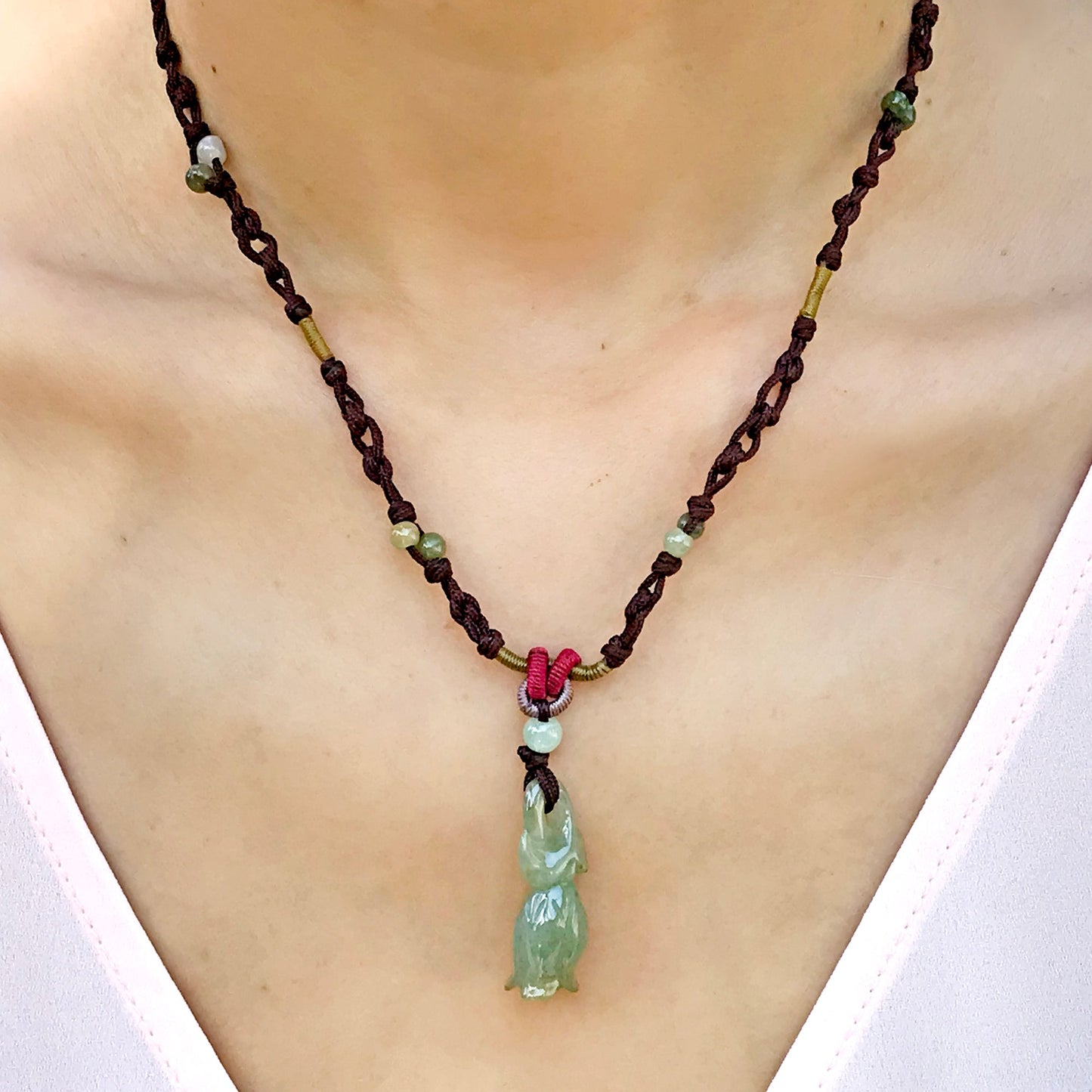 Handmade Jade Necklace with Bellflower Pendant - Subtle and SimpleNecklacesSerenity Jade