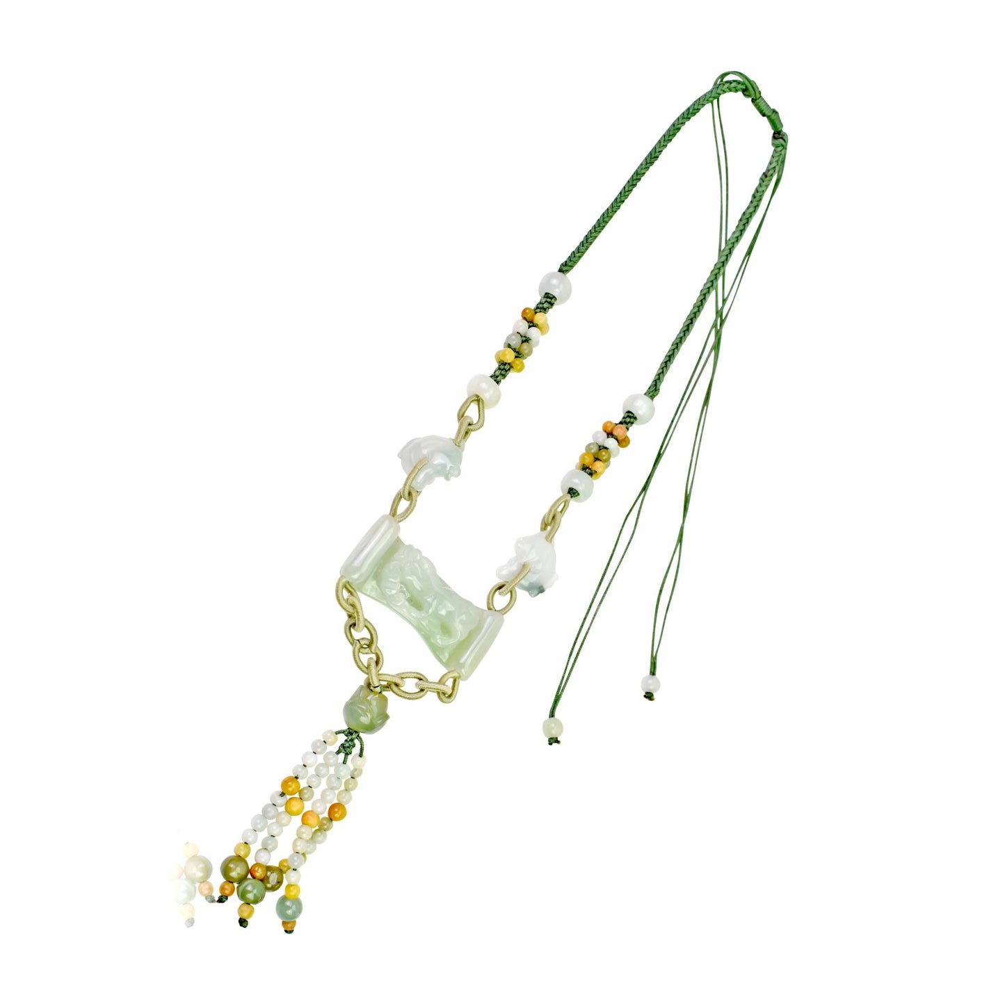 Inspiring Handmade Necklace with Chinese Achievement Jade Pendant and Beaded TasselsNecklacesSerenity Jade