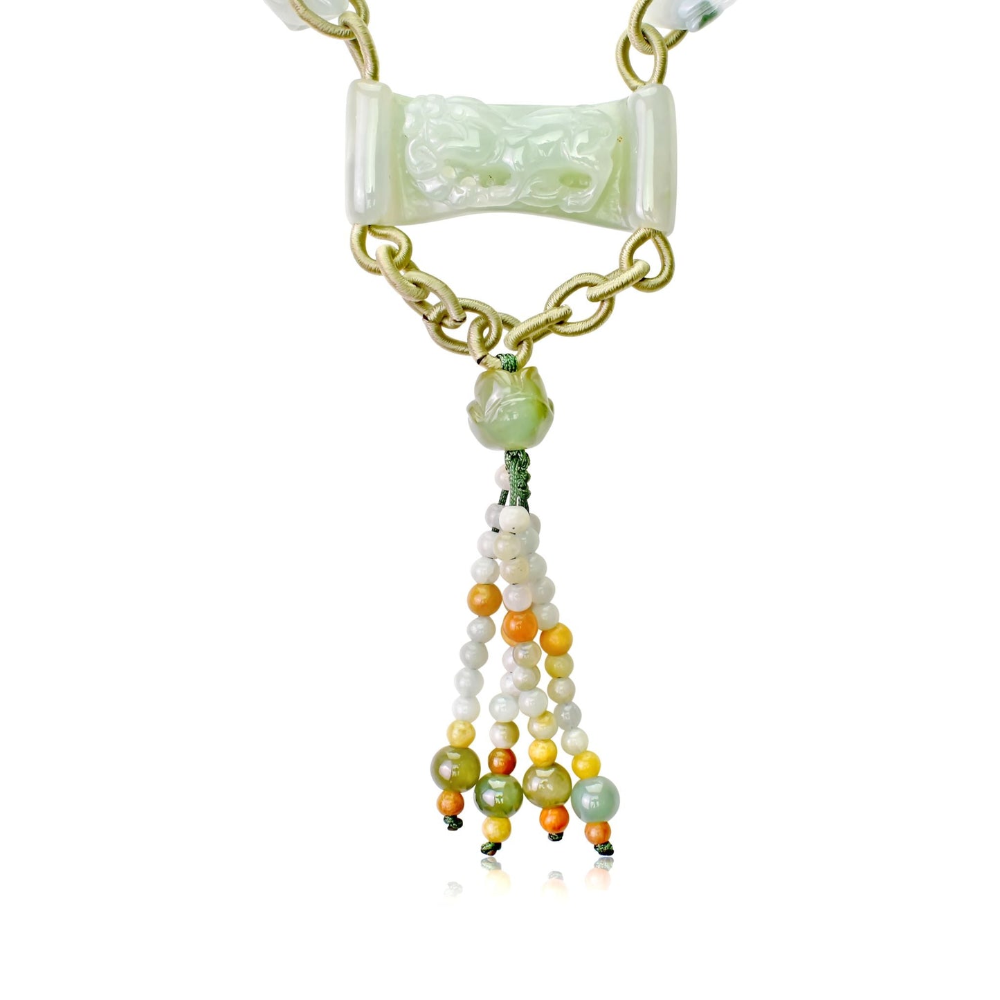 Inspiring Handmade Necklace with Chinese Achievement Jade Pendant and Beaded TasselsNecklacesSerenity Jade