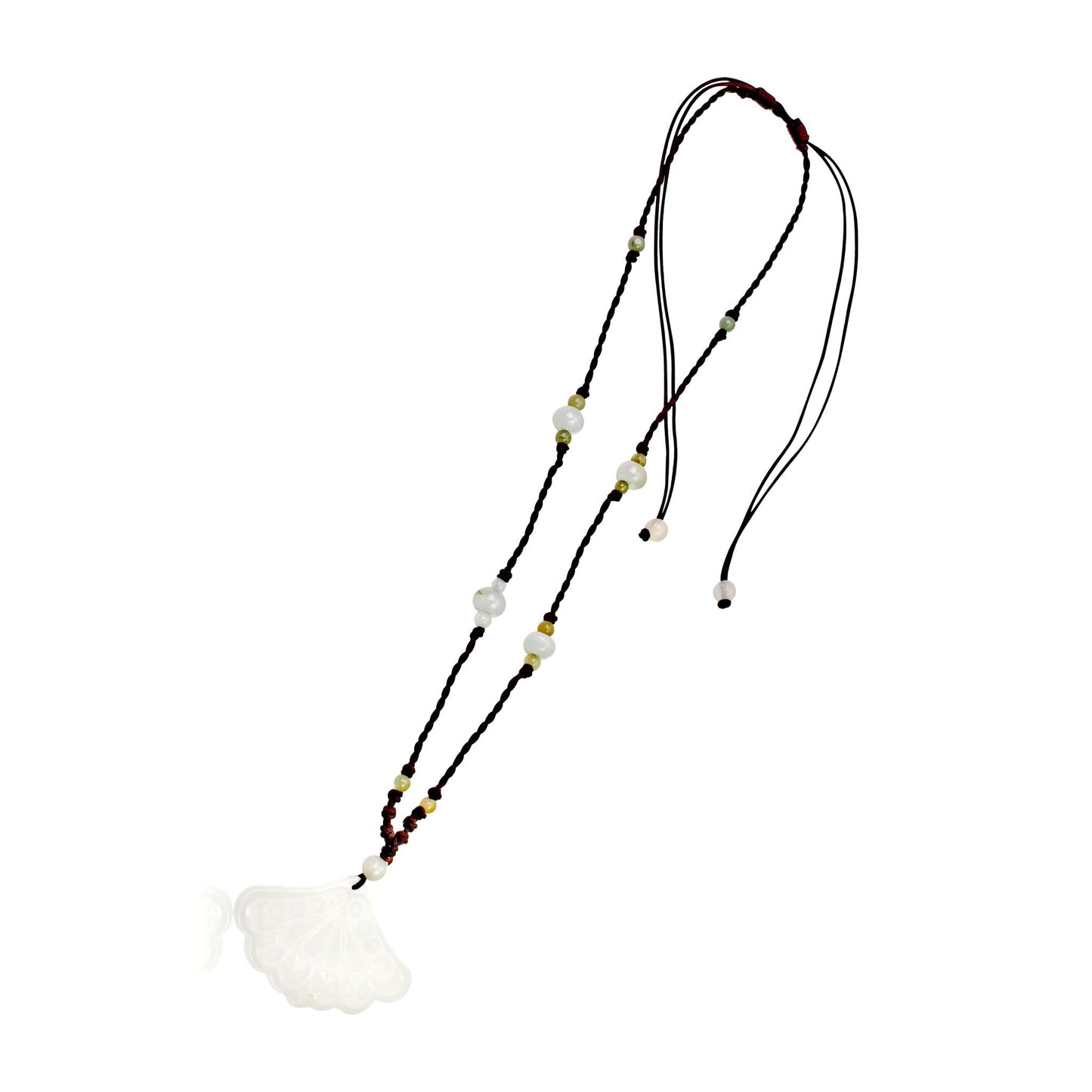 Intricately Carved Fan Jade Necklace with Gemstones and Colorful BeadsNecklacesSerenity Jade