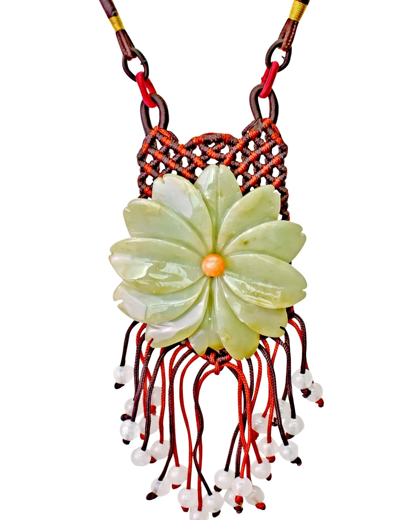 Large Floral Necklace Handmade Jewelry Daisy Beaded Necklace Handmade Jade Jewelry for Birthday Gift for Women Jade Necklace Daisy Chain Jewelry Elegant Wear for Joy and HappinessNecklacesSerenity Jade